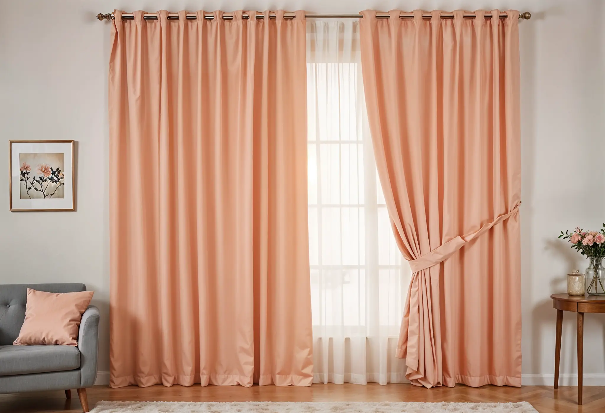 cluse up image of sheer curtain product allusion sesame